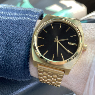 Nixon尼克松男女手表复古方形表时尚礼品石英钢带黑金小金表 A045