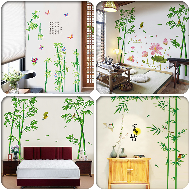 中国风田园超大竹子客厅墙纸贴画