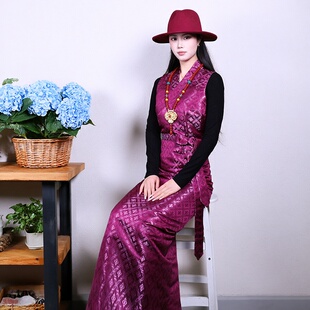 藏装民族风拼色外套无袖西藏服康巴藏服博拉裙锅庄队女士西藏服