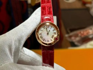 白气球泡泡同款 女表新年红真美洲鳄鱼皮表带天然石榴石表冠奢侈风