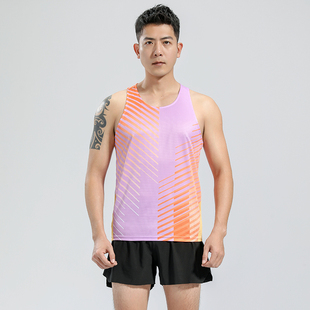 夏季体育生马拉松跑步速干背心男轻薄透气田径训练健身服运动上衣