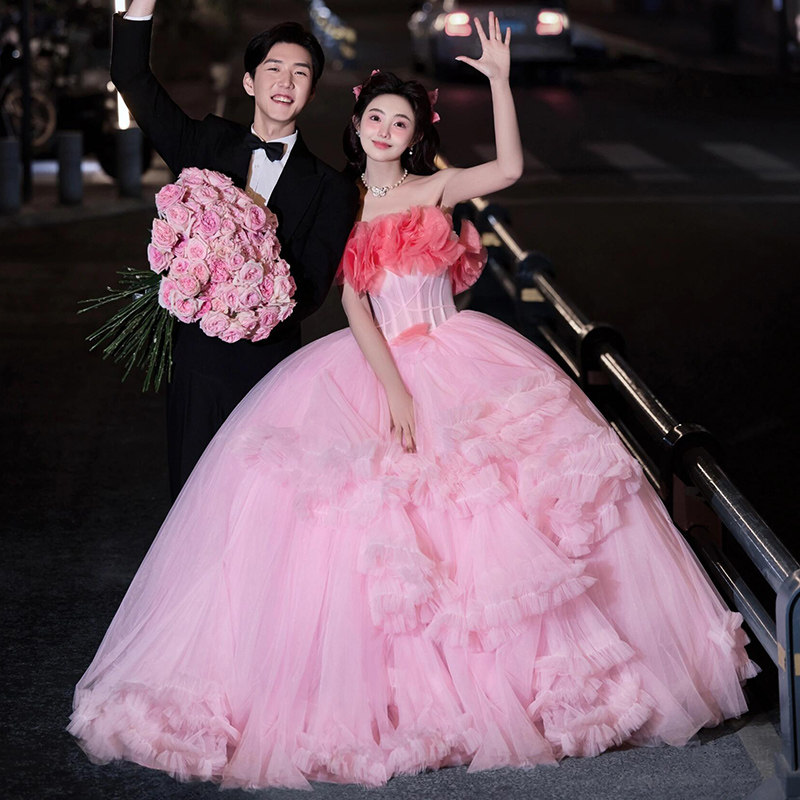 影楼港风拍照主题服装粉港风婚纱