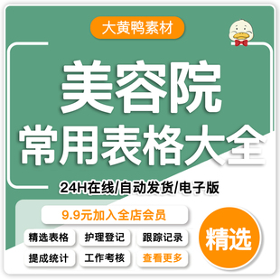 美容院常用表格大全员工管理岗位职责顾客预约档案美容店报表模板