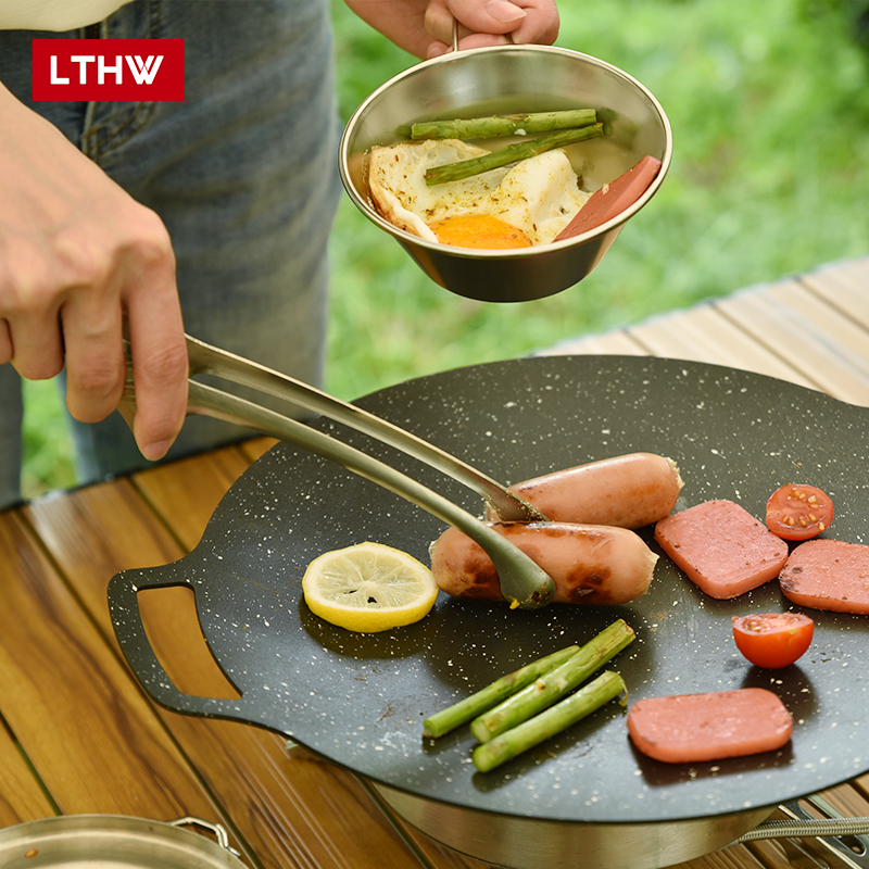 促LTHW户外煎烤盘露营野餐烤肉盘不粘麦饭石烧烤盘卡式炉铁板烧