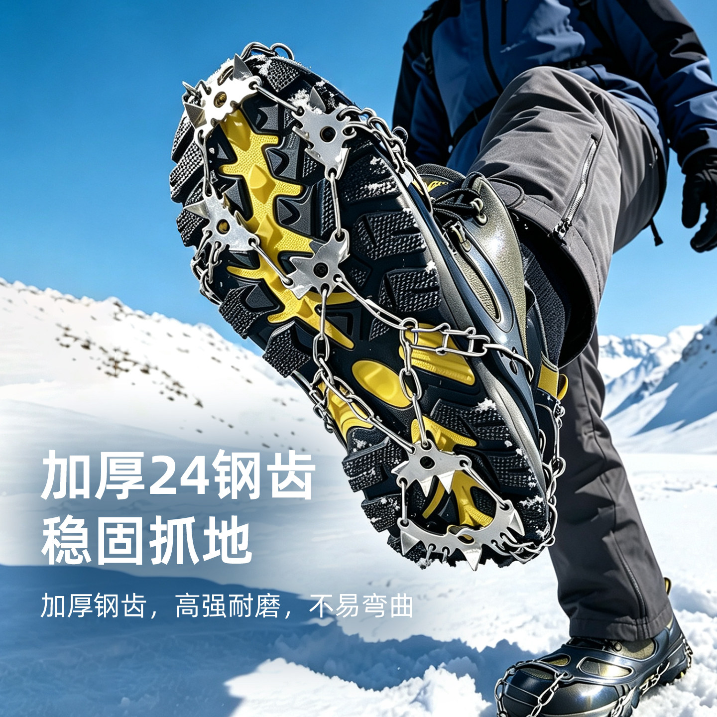 旅腾登山冰爪24齿防滑鞋套雪地神器户外专业款鞋钉下雪防滑链雪爪