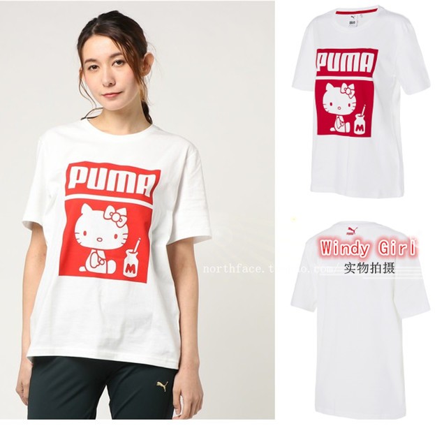 PUMA/彪馬 韓國代購18春女576730HELLO KITTY聯名純棉運動短袖T恤
