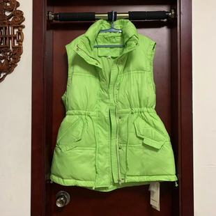 L码苹果绿色束腰调节马夹羽绒服品牌断码捡漏价不退不换慎拍全新