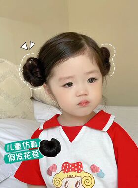 儿童女童假发头饰婴儿公主格格丸子头JIAFA卷发唐装喜庆旗袍发饰