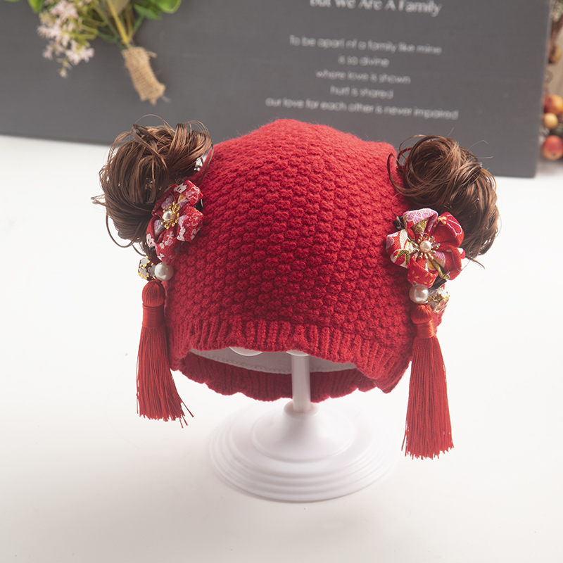 新年新款儿童假发帽子棉