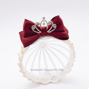 婴儿发带红色皇冠立体蝴蝶结过年百天周岁女宝宝发饰满月生日头饰
