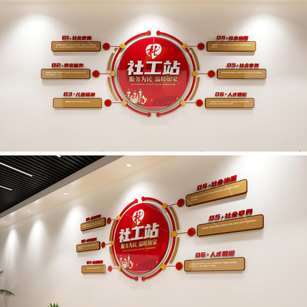 社区文化墙设计，社工站文化墙设计素材，社工站文化墙设计源文件