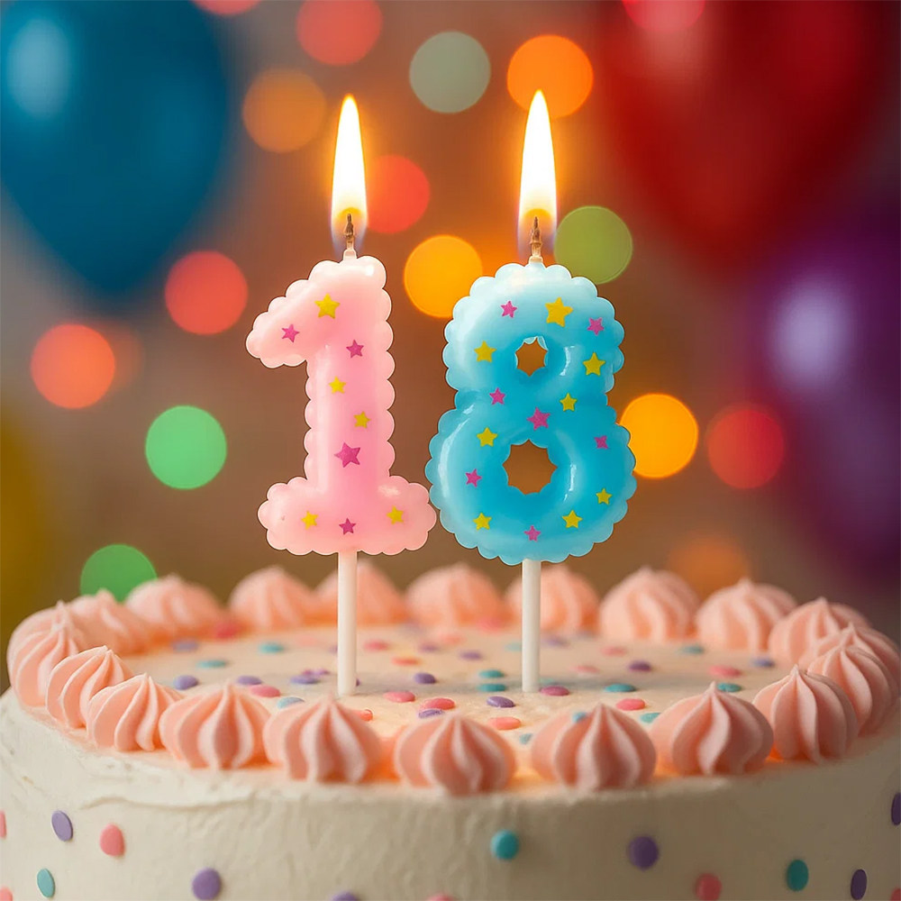 卡通新品糖果色星星数字蜡烛蛋糕装饰创意0-9生日庆祝烘焙插件