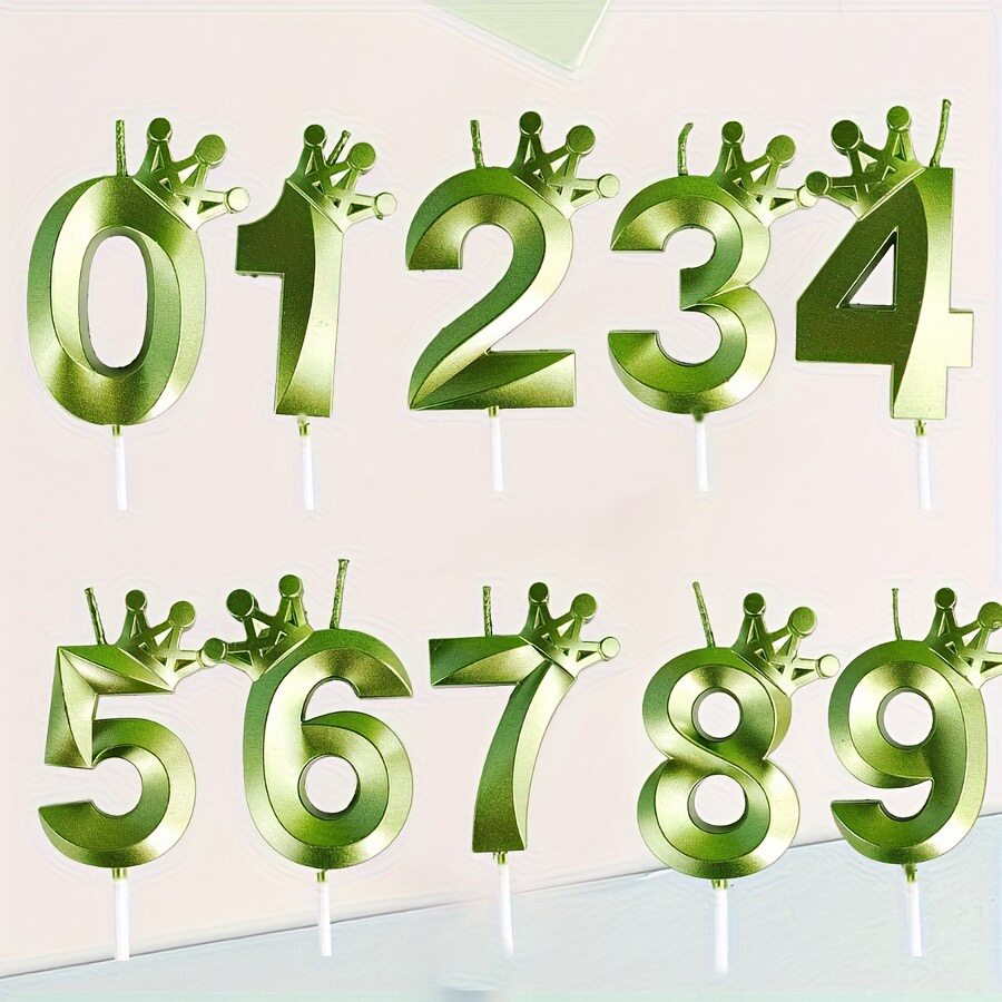 网红绿色钻石王冠数字蜡烛歌剧院皇冠数字蜡烛儿童生日蛋糕装饰