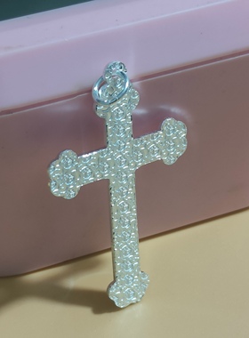 足银999十字架吊坠纯银项链男女款十字架挂件