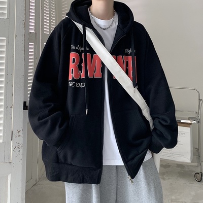 美式高街重磅250g开衫卫衣男设计感小众oversize潮牌秋冬连帽外套