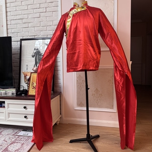 锅庄藏族舞蹈男演出服水袖 男式 袖 长150红色光面男式 藏式 水袖 经典