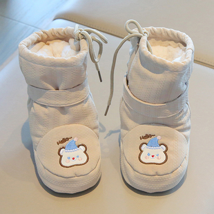 15个月一周岁 宝宝秋冬棉鞋 加绒高筒雪地靴防风不掉保暖厚脚套0