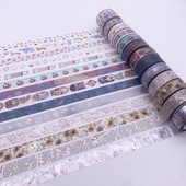 diy 邮戳烫银花日常简约实用彩色整卷韩版 和纸手帐胶带风景 花卉