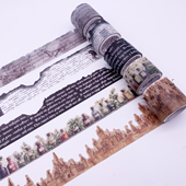 火燃边手撕文具网红学生 欧式 ins复古简约异形和纸胶带文字 古堡