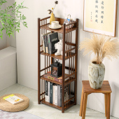 实木新中式 楠竹书架落地置物架多层书柜学生家用加高靠墙博古架