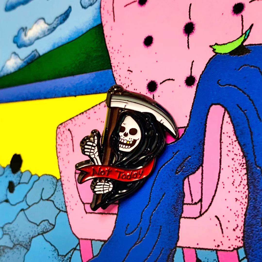 死神克苏鲁蝴蝶结骷髅蛇卡通动漫金属徽章青年礼物