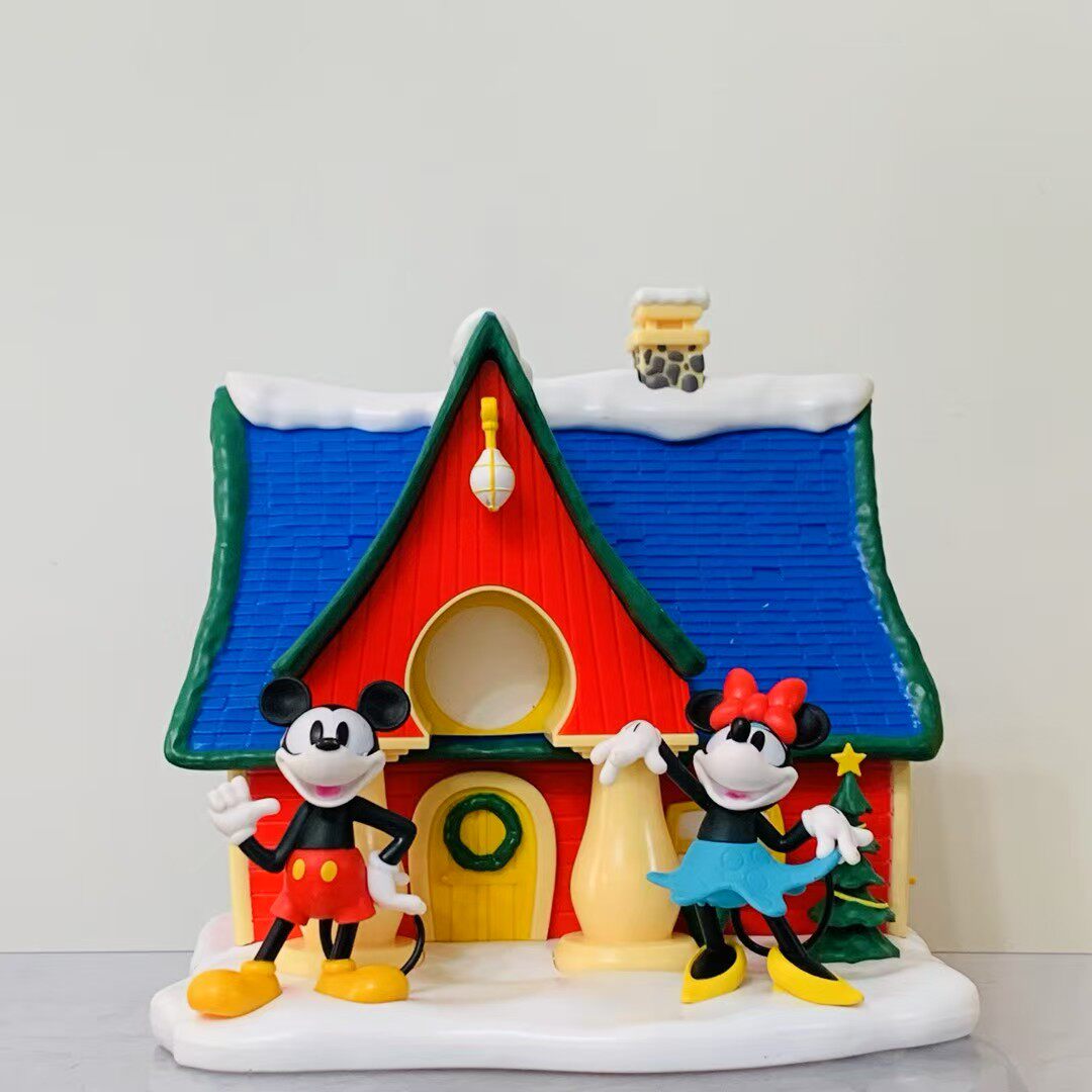 迪士尼米奇米妮圣诞屋摆件迪士尼100周年纪念