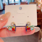 水晶爱心耳钉个性 日韩时尚 手工款 独特设计感银针耳环网红百搭耳饰