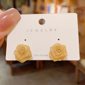 小众复古金属花瓣耳钉玫瑰 故事刘亦菲同款 耳环银针百搭网红耳饰