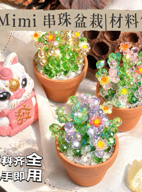 WUMN手工diy 串珠盆栽材料包套装工位搭子生日礼物mini盆栽摆件