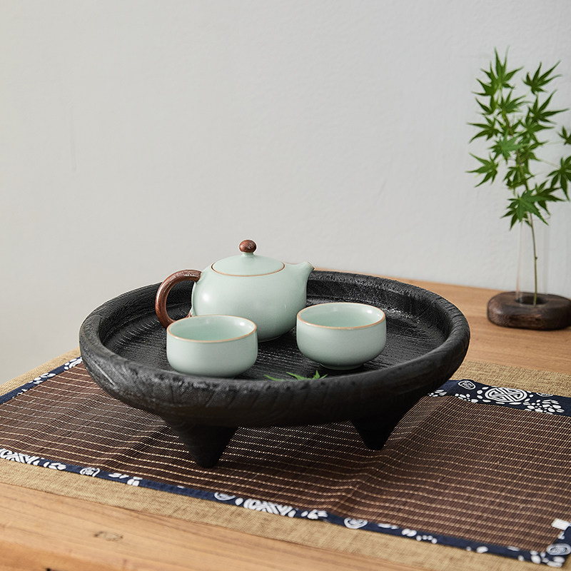 实木托盘侘寂风果盘茶几餐桌装饰茶盘