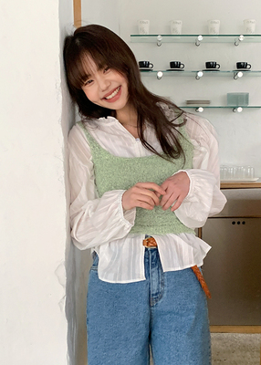 【cuckoo】韩国官网代购 春季韩系杂色针织背心 from beginning