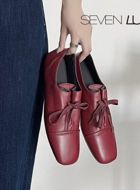 SEVEN LUNA~国内正品2025秋季复古舒适百搭通勤平底单鞋女SLMK377