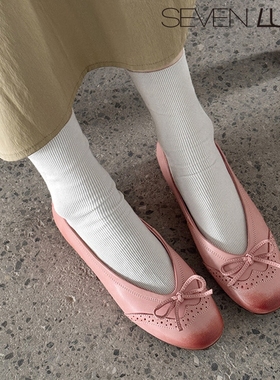 SEVEN LUNA国内正品~2026春法式蝴蝶结水洗牛皮浅口单鞋女SLFD152