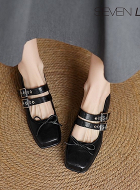 SEVEN LUNA~国内正品2025春款法式玛丽珍鞋芭蕾鞋厚底单鞋女SLA33