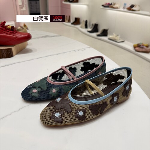 真美诗专柜正品2026春季编织渔网镂空玛丽珍单鞋芭蕾舞鞋女YA605