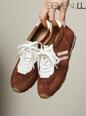 SEVEN LUNA~国内正品2025复古阿甘鞋德训鞋内增高休闲鞋女SLSS779