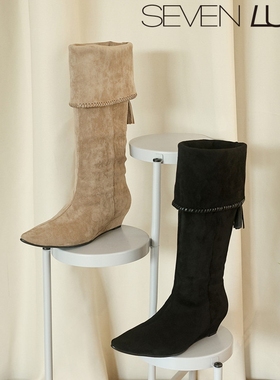 SEVEN LUNA~国内正品2025秋废土风西部堆堆靴两穿高筒靴女SLMO667