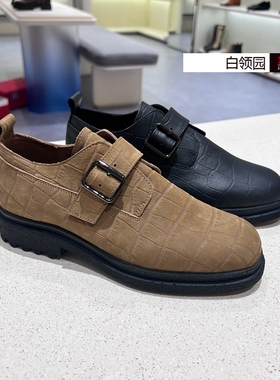 achette雅氏~专柜正品2024秋冬英伦搭袢德比鞋休闲粗跟单鞋女5S61
