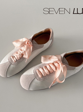 SEVEN LUNA国内正品2026春季复古拼接德训鞋平底休闲单鞋女SLZ523