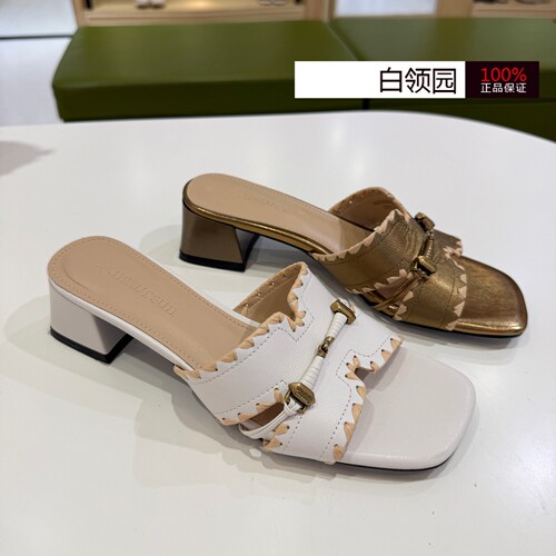 Natursun娜冉~专柜正品2026春夏复古风粗跟一字拖凉鞋女N26363903