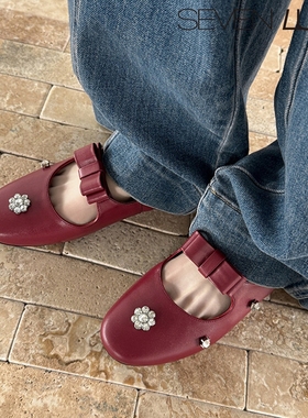 SEVEN LUNA国内正品~2026春季法式水钻玛丽珍鞋浅口单鞋女SLFD162