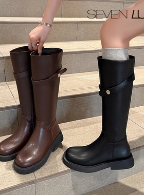 SEVEN LUNA~国内正品2025秋冬百搭骑士靴不过膝高筒靴长靴SLMO732