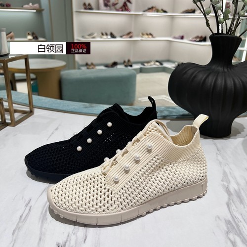 tigrisso蹀愫专柜正品2025春夏珍珠针织镂空休闲鞋女TA65305-50