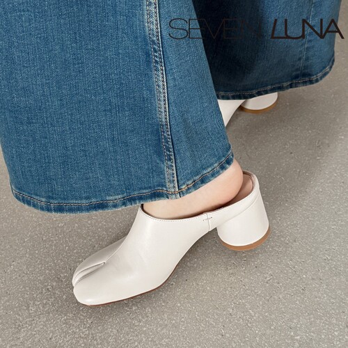 SEVEN LUNA~国内正品2026春夏法式复古分趾粗跟包头拖鞋女SLDQ159