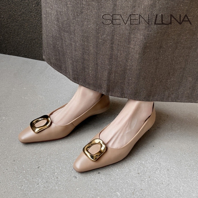 SEVEN LUNA~国内正品2026春季法式轻熟风通勤中跟单鞋女SLWC852