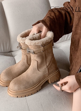 SEVEN LUNA~国内正品2025冬季羊羔毛雪地靴加厚保暖短靴女SLPD716