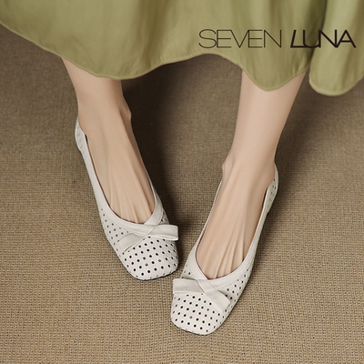 SEVEN LUNA~国内正品2025春夏法式镂空透气通勤中跟单鞋女SLAS750