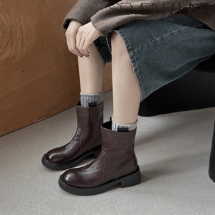 2025秋冬复古马丁靴舒适厚底短靴女SLDQ651 国内正品 SEVEN LUNA