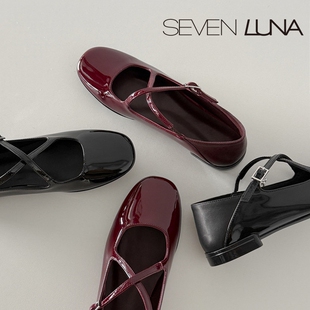 SEVEN LUNA国内正品2026春季法式交叉带玛丽珍鞋平底单鞋女SLZ389
