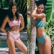 小胸聚拢泳装 walkingChic粉色比基尼泳衣女分体新款 高级感三点式